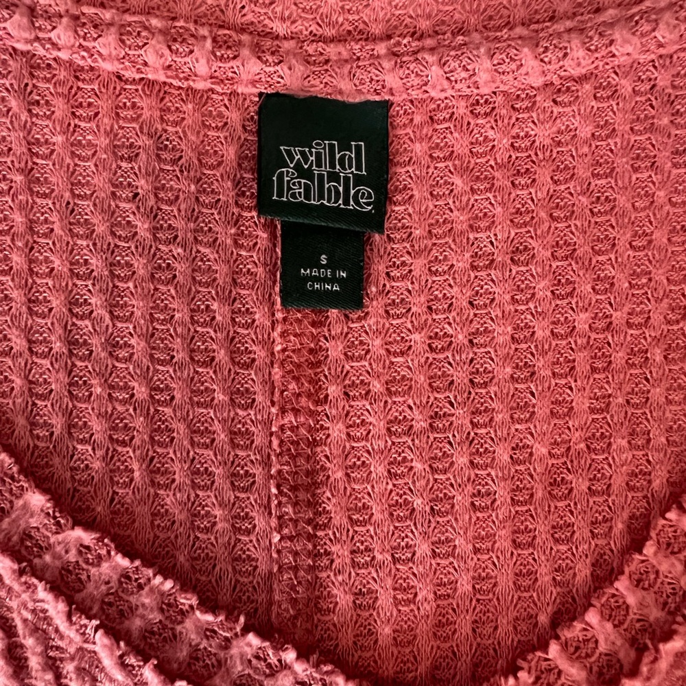 wild fable Pink Waffle-Knit Crewneck Sweater